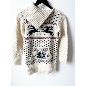 Ralph Lauren Girls Holiday Reindeer Wool Angora Sweater L